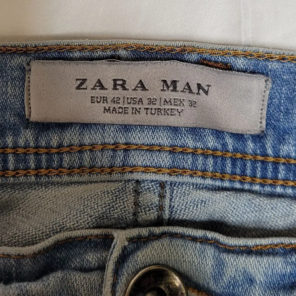 ZARA MAN light wash‎ stretch skinny jeans 32x30